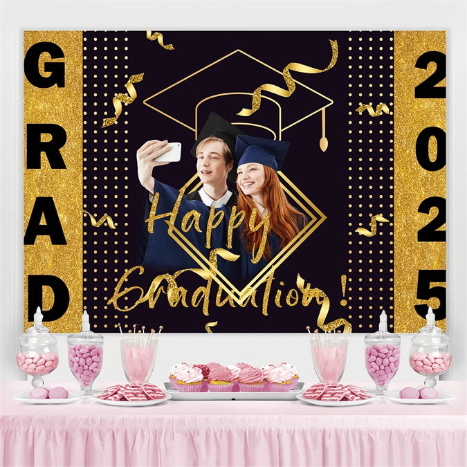 2025 Graduation Backdrop Glitter Cap Streamer Custom Party Graduation Backdrop TWW3-100