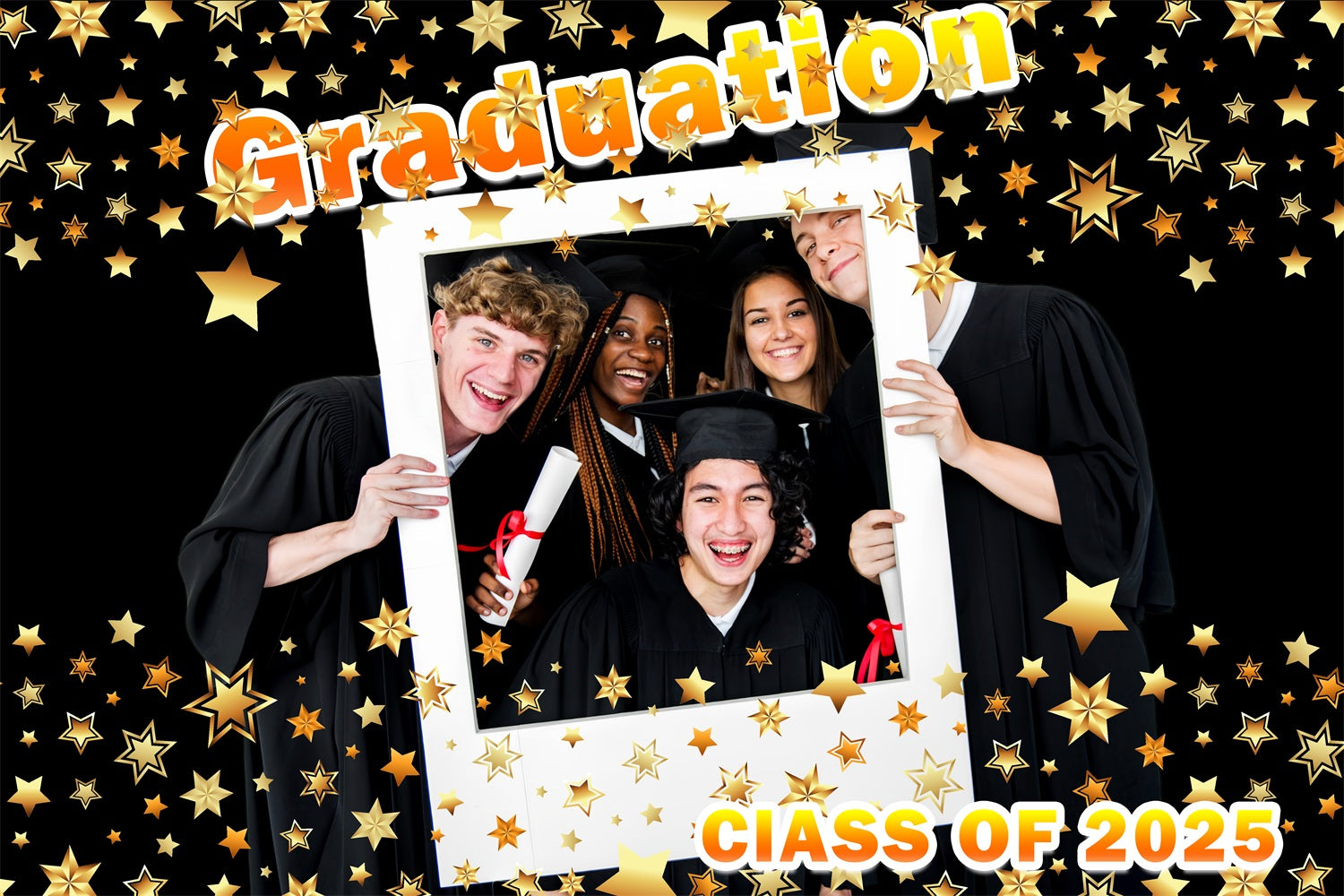 Graduation Photo Backdrop Star Celebration Personalized Party Graduation Backdrop TWW3-101