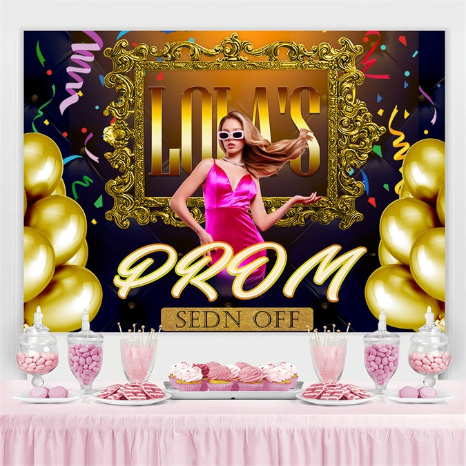 Prom Backdrop Golden Frame Balloon Customized Party Graduation Backdrop TWW3-103
