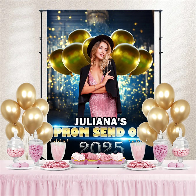 Prom 2025 Backdrop Glitter Balloon Personalized Party Graduation Backdrop TWW3-106