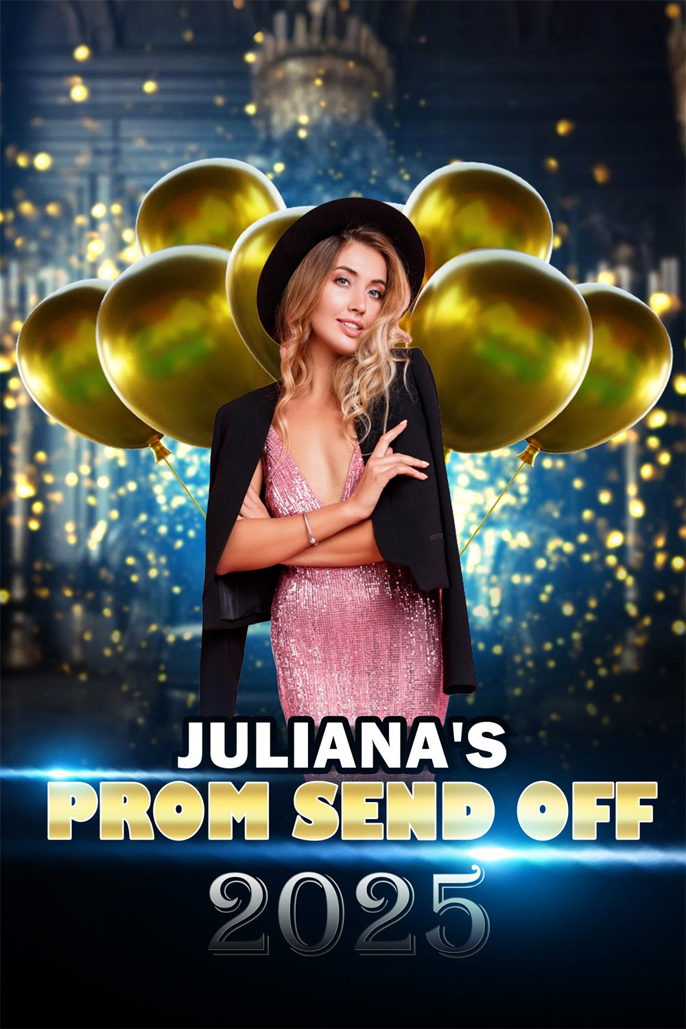 Prom 2025 Backdrop Glitter Balloon Personalized Party Graduation Backdrop TWW3-106