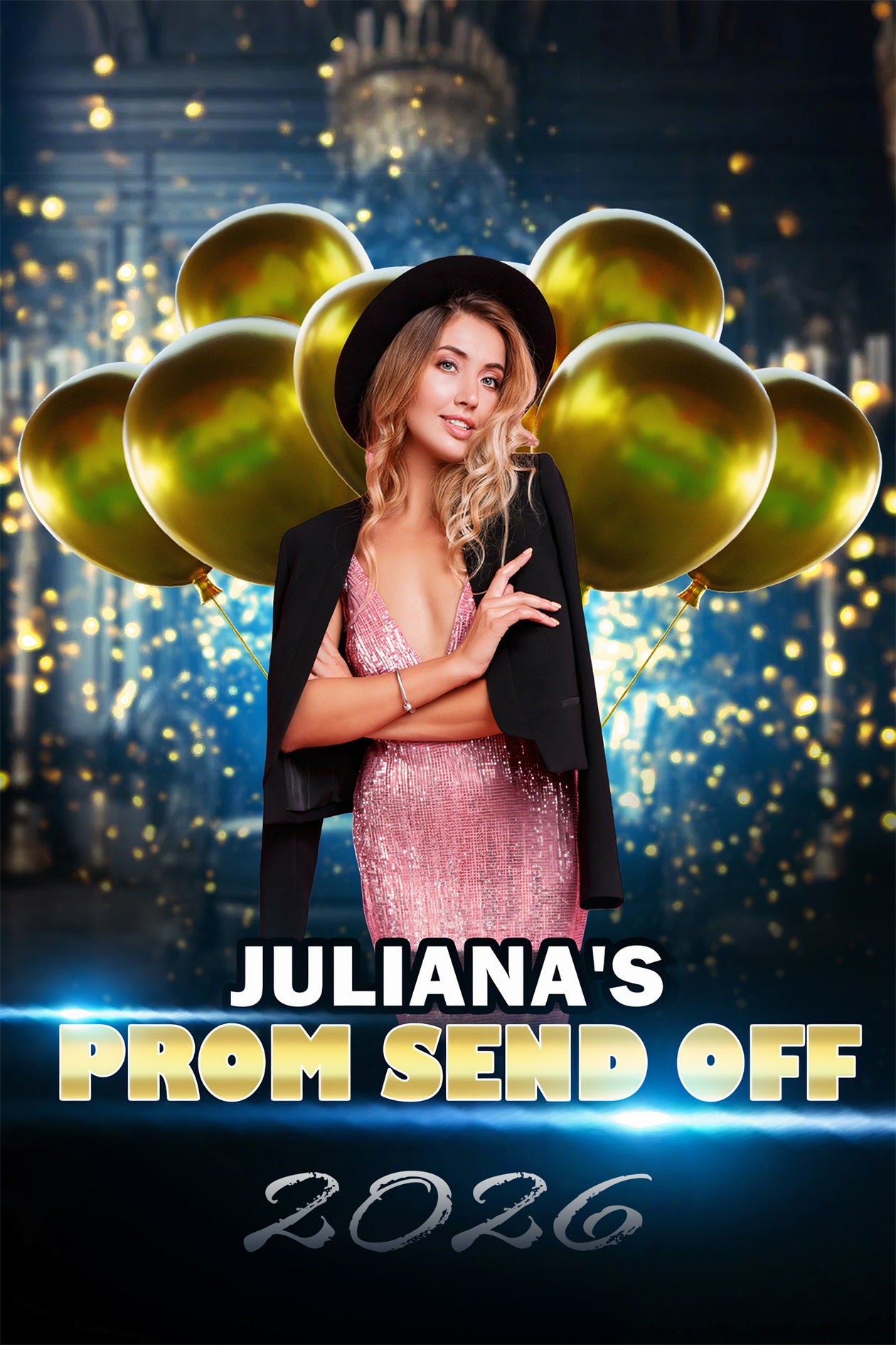 Prom 2026 Backdrop Glitter Balloon Personalized Party Graduation Backdrop TWW3-106