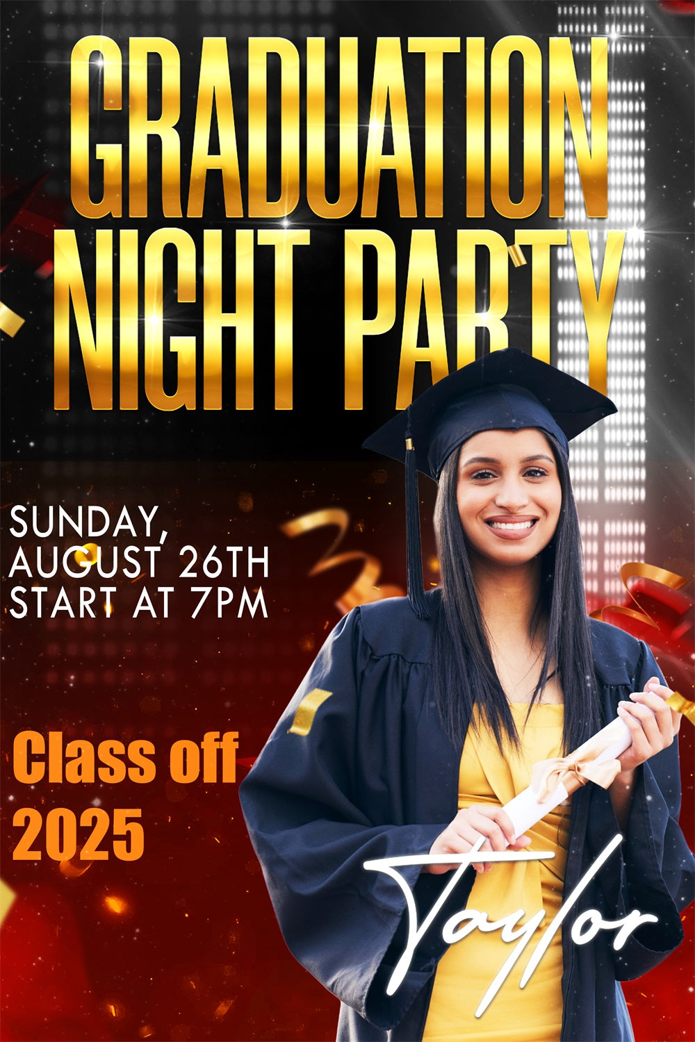 Graduation Backdrops Night Event Custom Party Graduation Backdrop TWW3-109