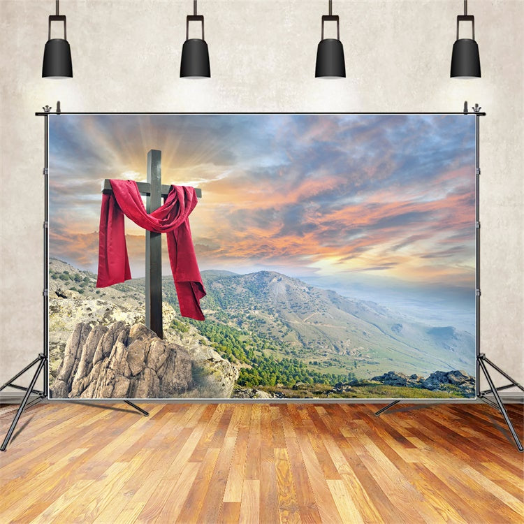 Easter Backdrop Majestic Mountain Holy Cross Backdrop TWW3-11