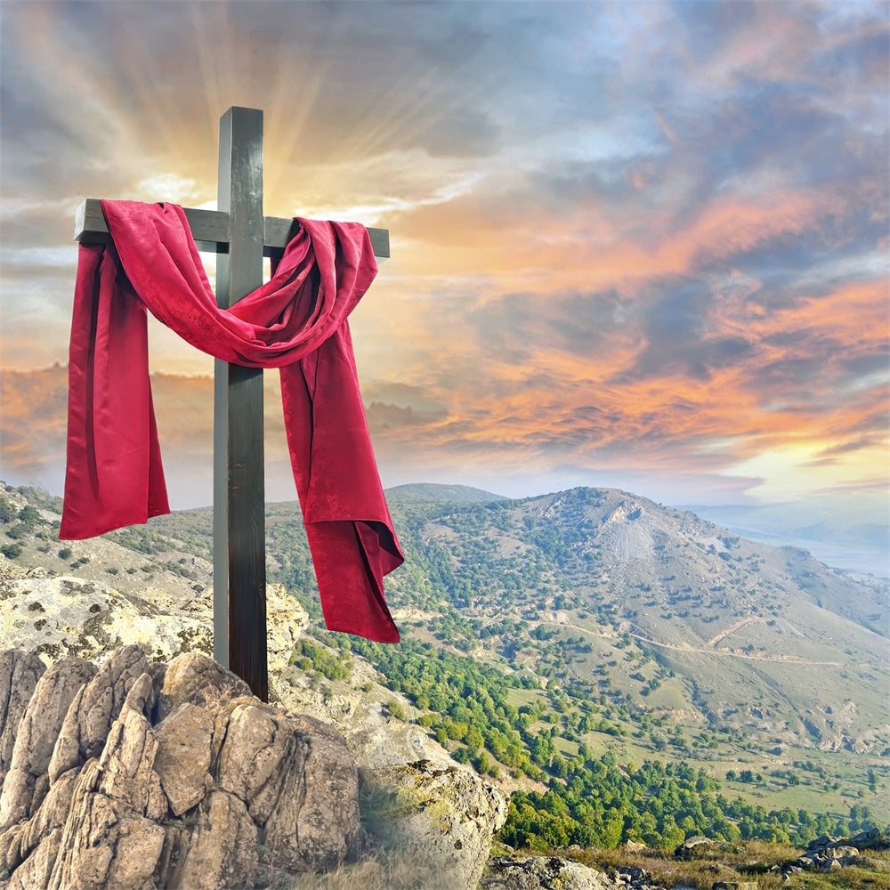 Easter Backdrop Majestic Mountain Holy Cross Backdrop TWW3-11