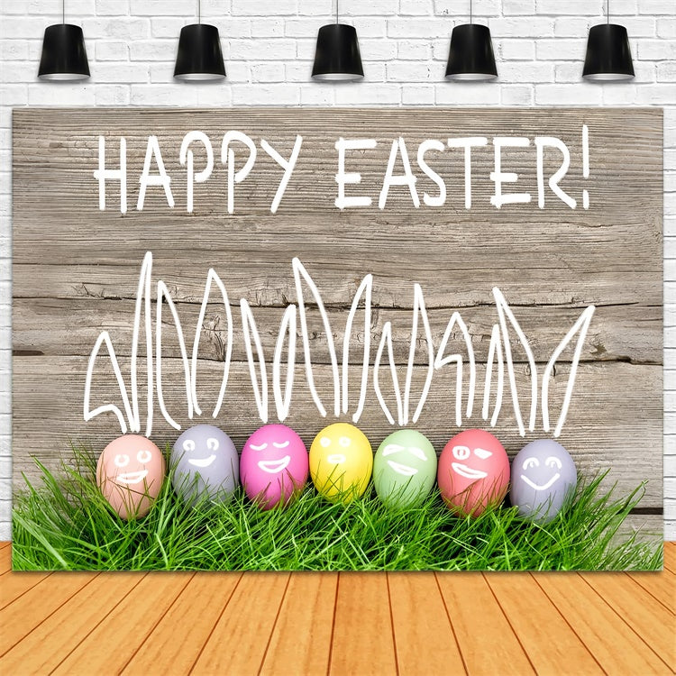 Easter Picture Ideas Hand-drawn Bunny Ears Eggs Backdrop TWW3-30