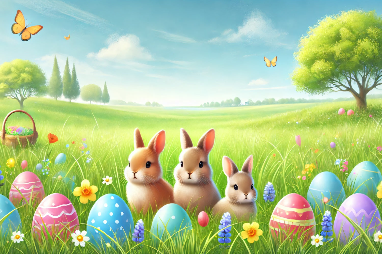 Photography Easter Backdrop Delightful Bunny Meadow Backdrop TWW3-47