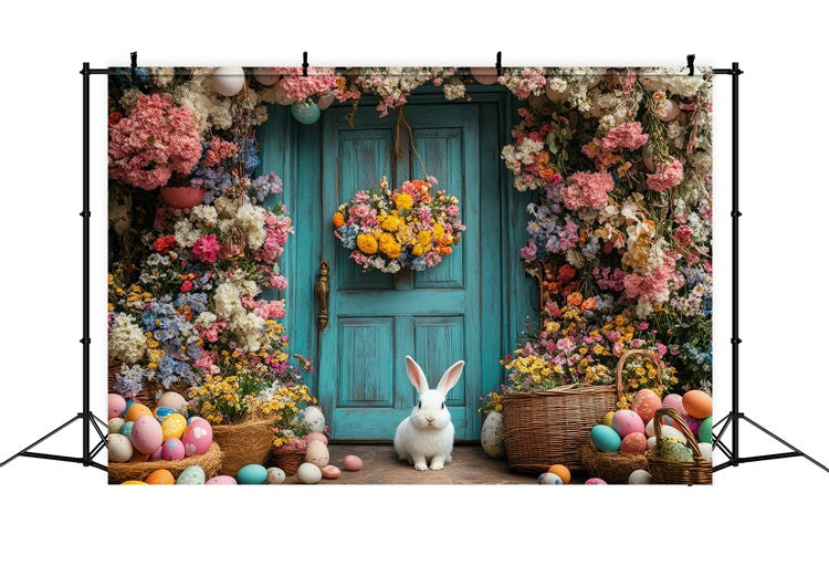 Easter Backdrop Colorful Egg Flower Entrance Backdrop TWW3-49