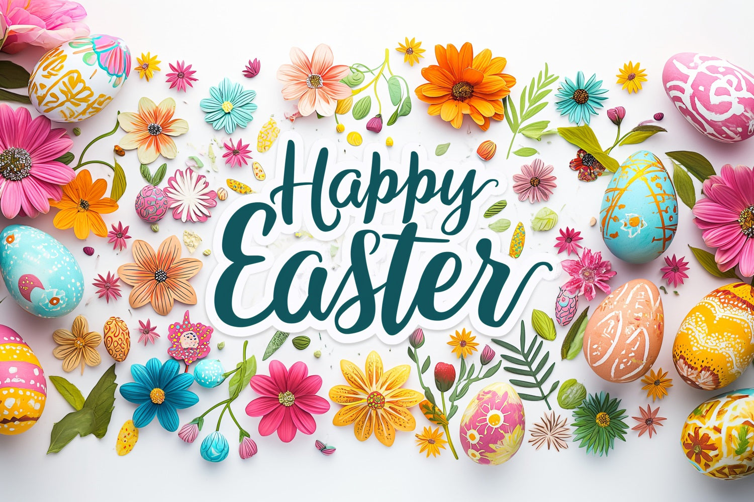 Easter Egg Backdrop Floral Egg Customized Backdrop TWW3-55