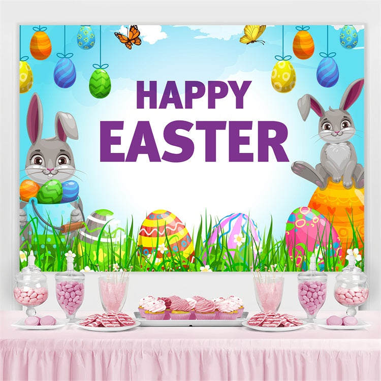 Easter Photo Backdrop Ideas Bunny Eggs Meadow Personalized Backdrop TWW3-57