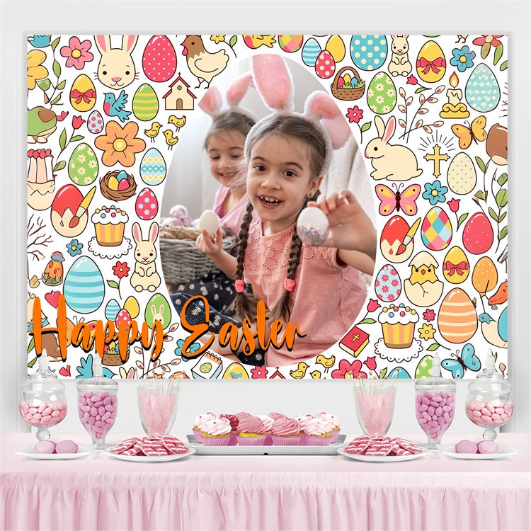 Easter Backdrop Egg Bunny Pattern Custom Backdrop TWW3-62