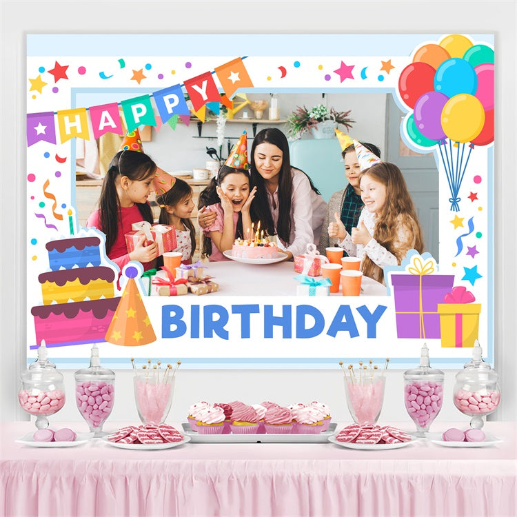 Custom Birthday Backdrop Pastel Balloon Colorful Banner Backdrop TWW3-72
