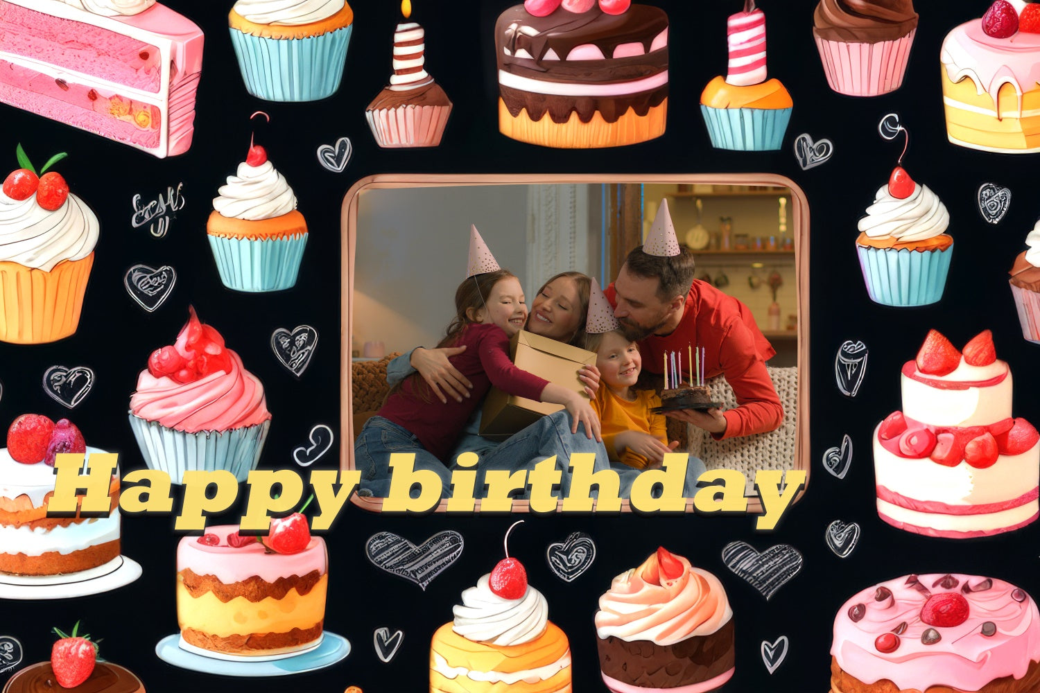 Custom Made Birthday Backdrops Pastel Cupcake Party Backdrop TWW3-73