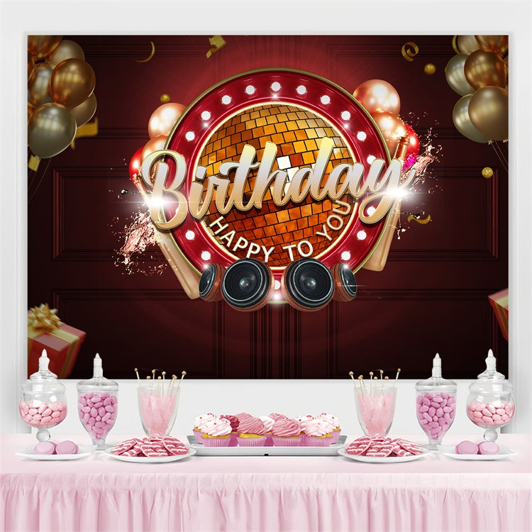 Customized Birthday Backdrop Luxury Gold Party Balloon Backdrop TWW3-74