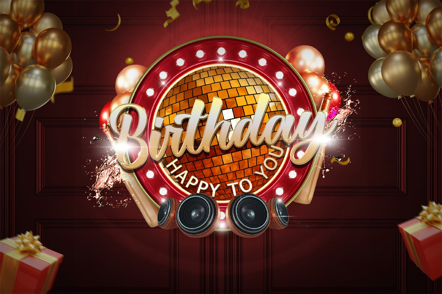 Customized Birthday Backdrop Luxury Gold Party Balloon Backdrop TWW3-74