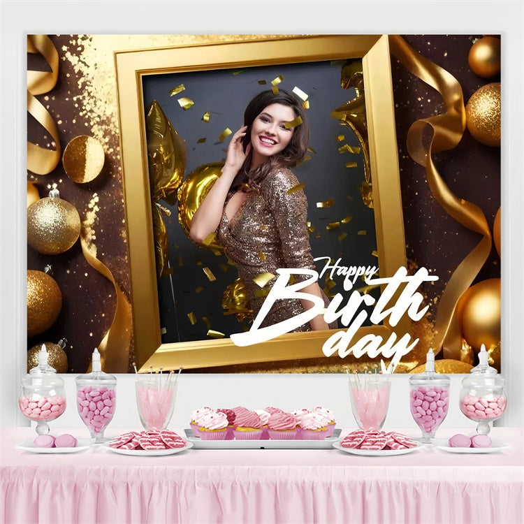 Customized Birthday Backdrop Fashion Frame Ribbon Party Backdrop TWW3-77