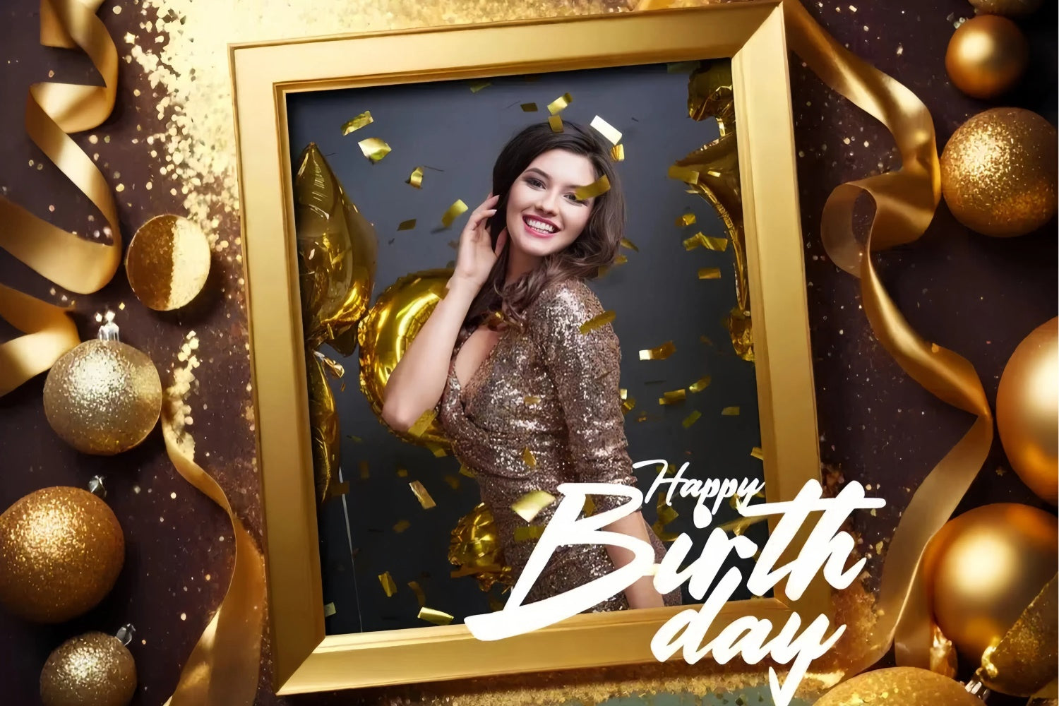 Customized Birthday Backdrop Fashion Frame Ribbon Party Backdrop TWW3-77