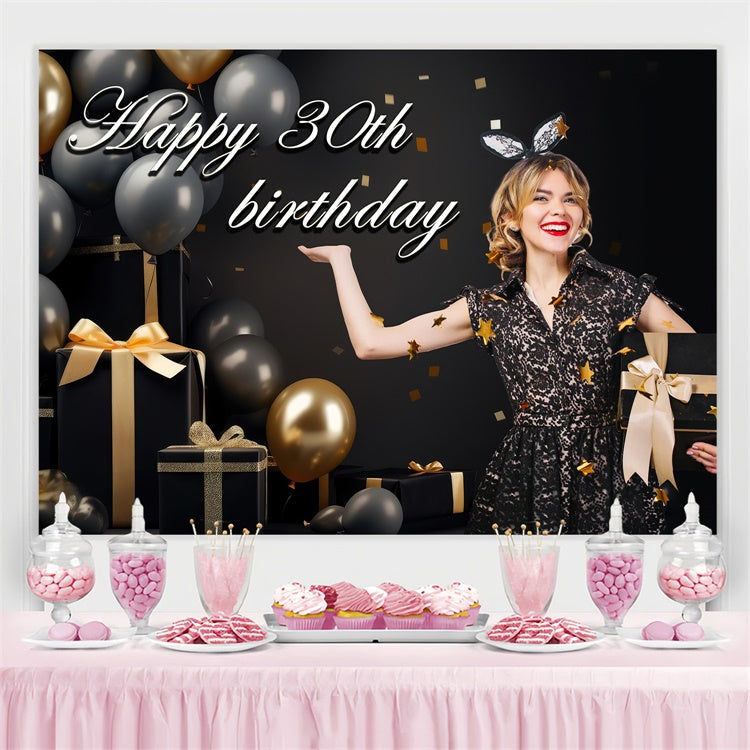Custom Birthday Backdrops Classy 30th Confetti Balloon Backdrop TWW3-78