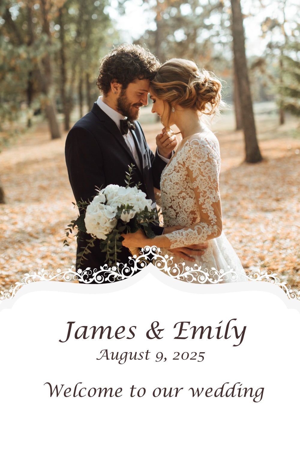 Fall Wedding Backdrop Autumn Forest Romance Personalised Backdrop TWW3-83