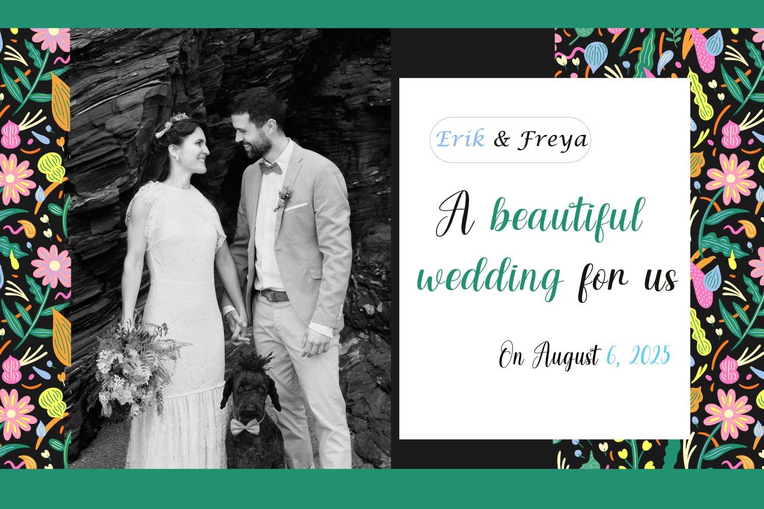 Wedding Photo Backdrops Floral Frame Personalised Backdrop TWW3-87