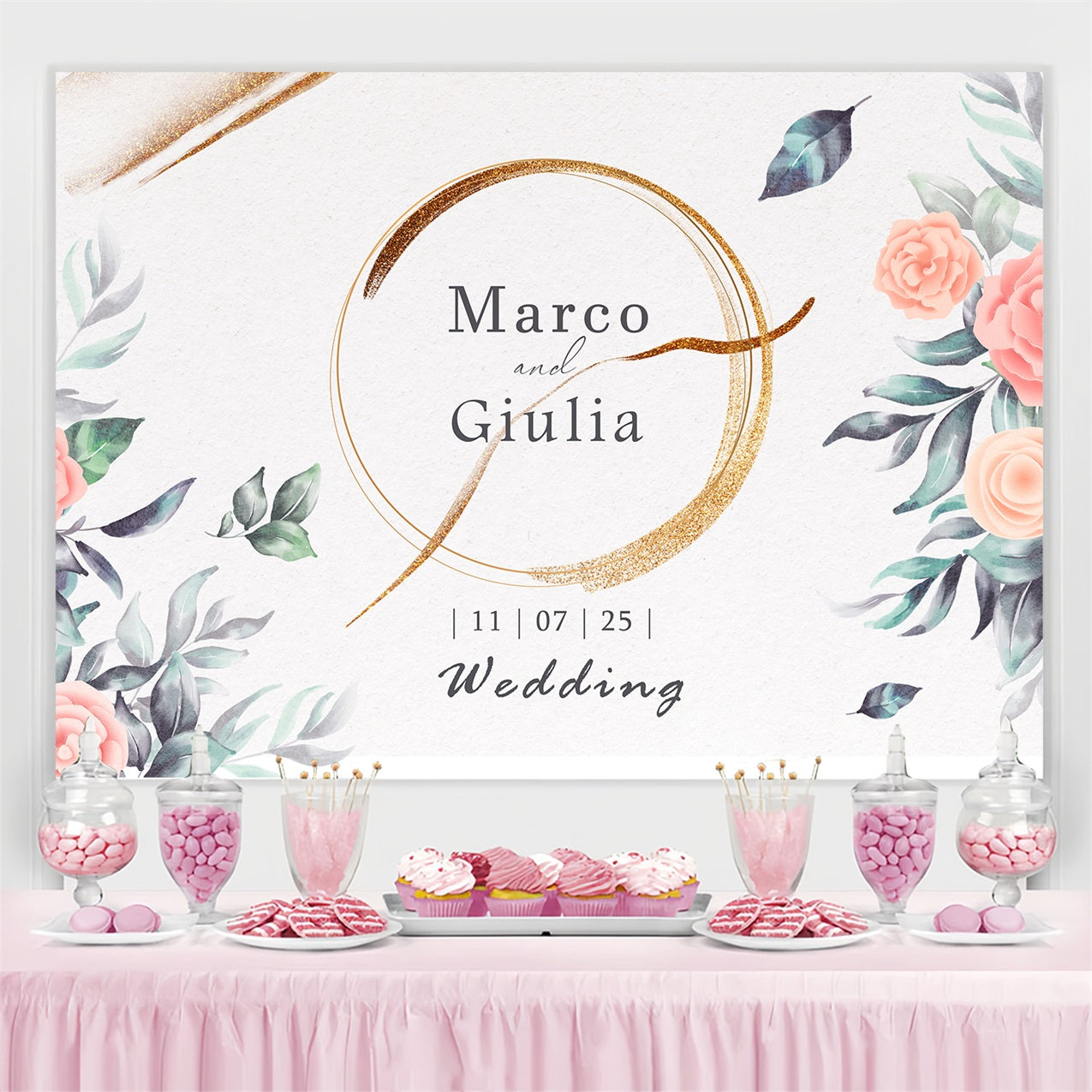 Backdrops For Weddings Elegant Rose Custom Backdrop TWW3-88