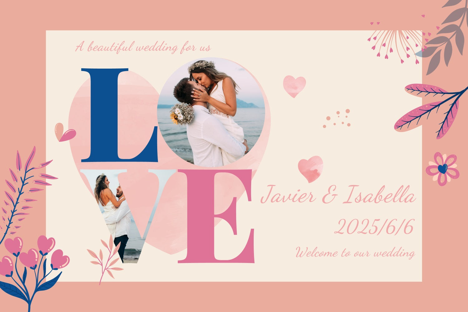 Backdrop For Wedding LOVE Theme Romantic Personalized Backdrop TWW3-89