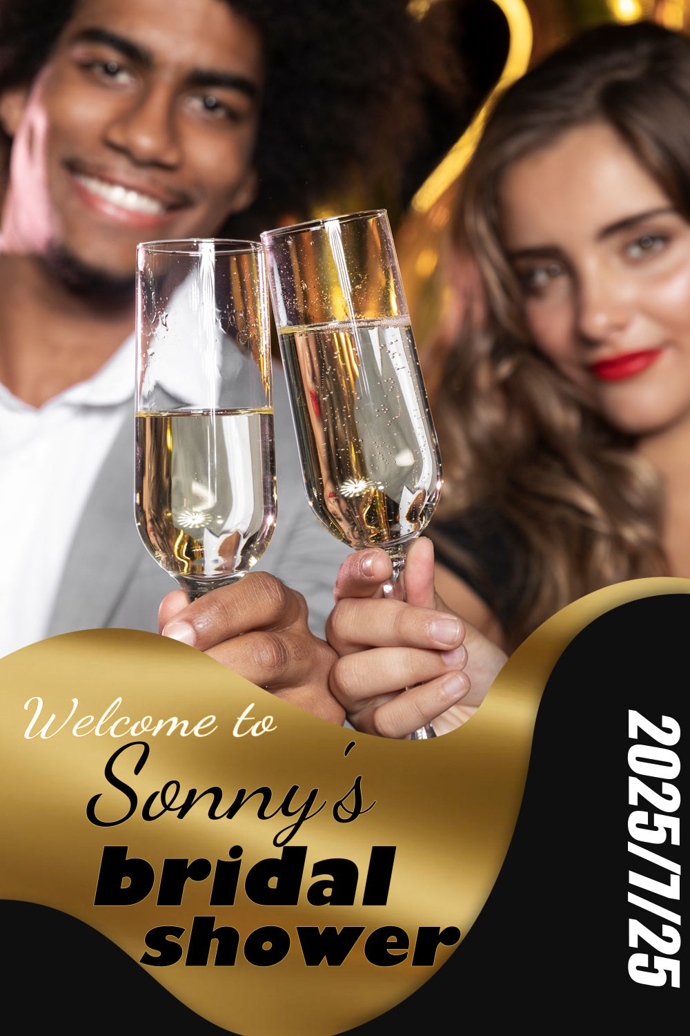 Bridal Shower Backdrops Champagne Toast Personalised Backdrop TWW3-91