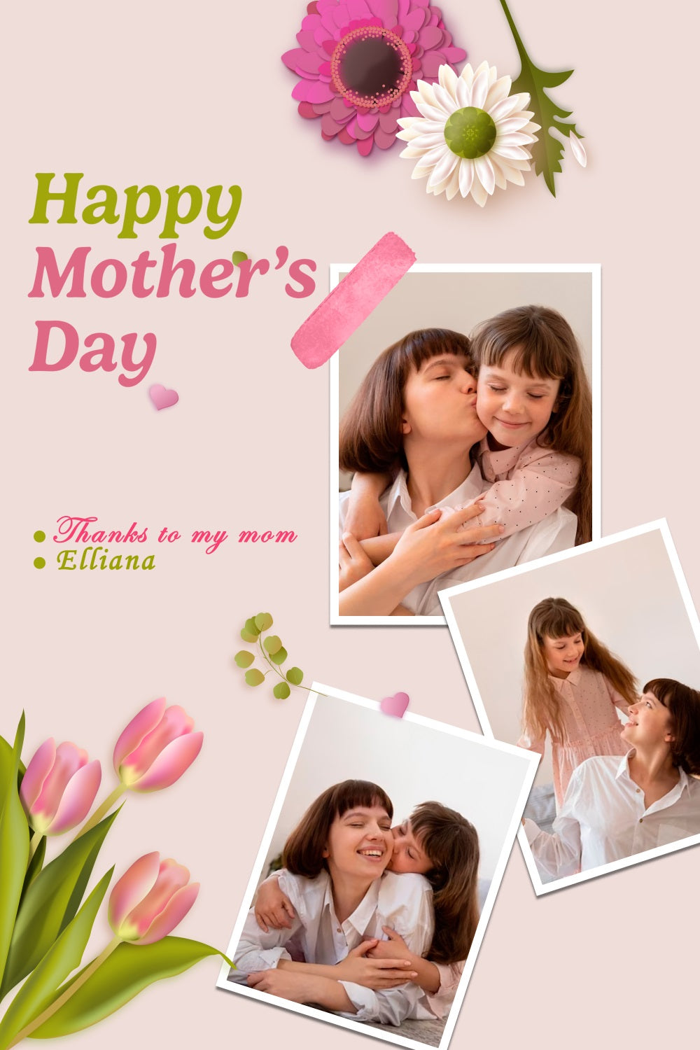 Mothers Day Photo Backdrop Tulip Love Collage Custom Backdrop TWW4-2