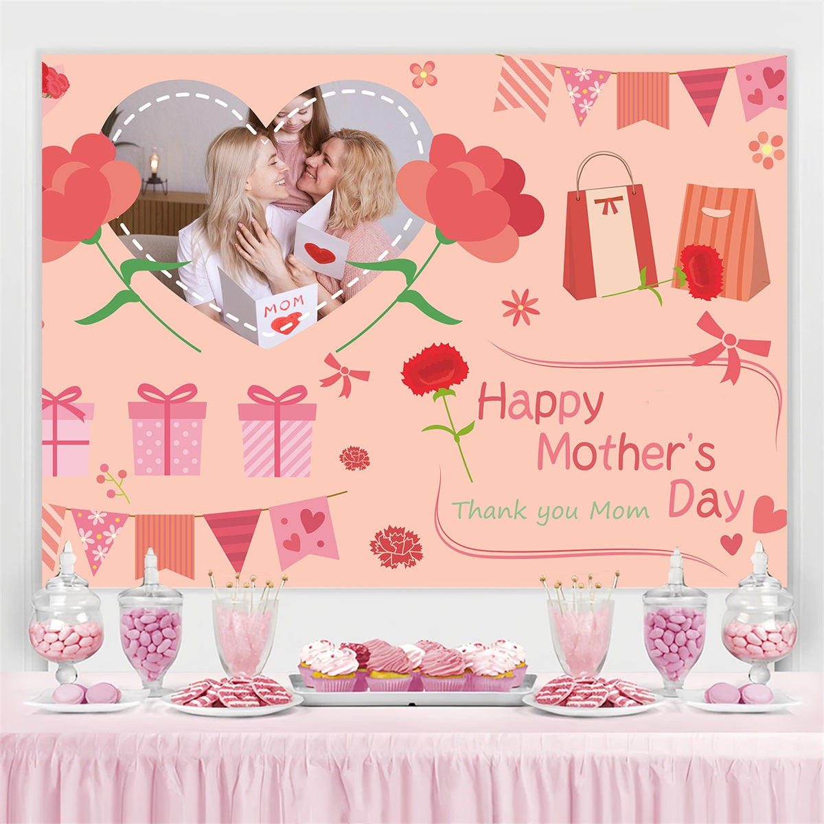 Backdrop For Mothers Day Family Love Floral Customized Backdrop TWW4-20