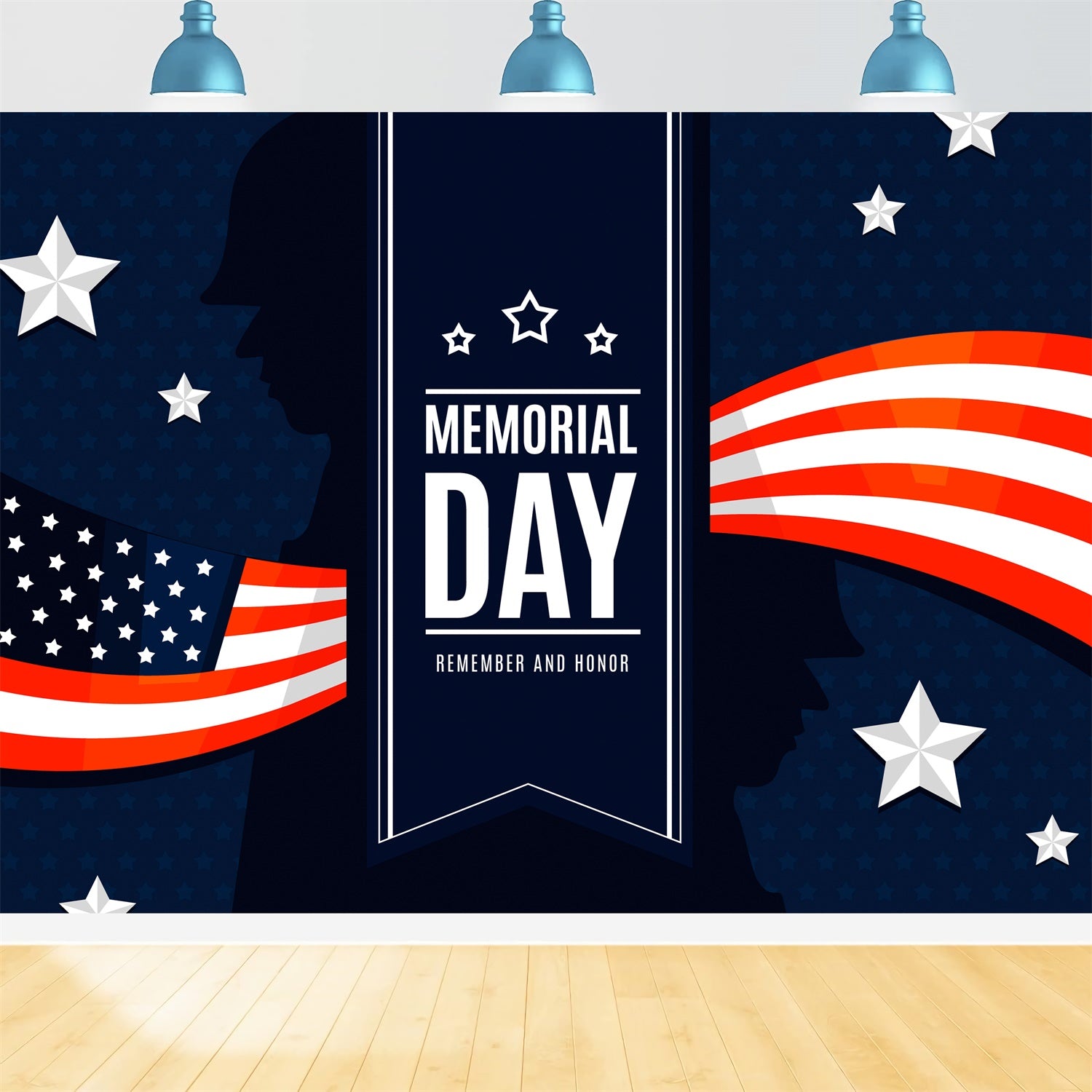 Memorial Backdrop Patriot Silhouettes Stripes Backdrop TWW4-27