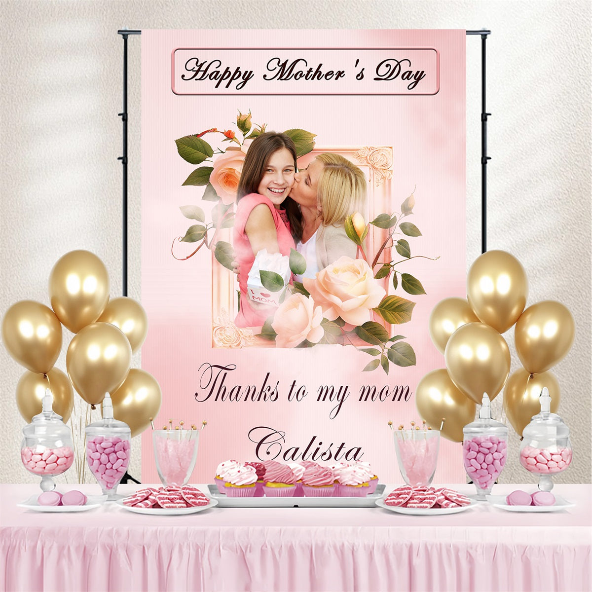 Mothers Day Backdrops Loving Embrace Floral Customized Backdrop TWW4-3