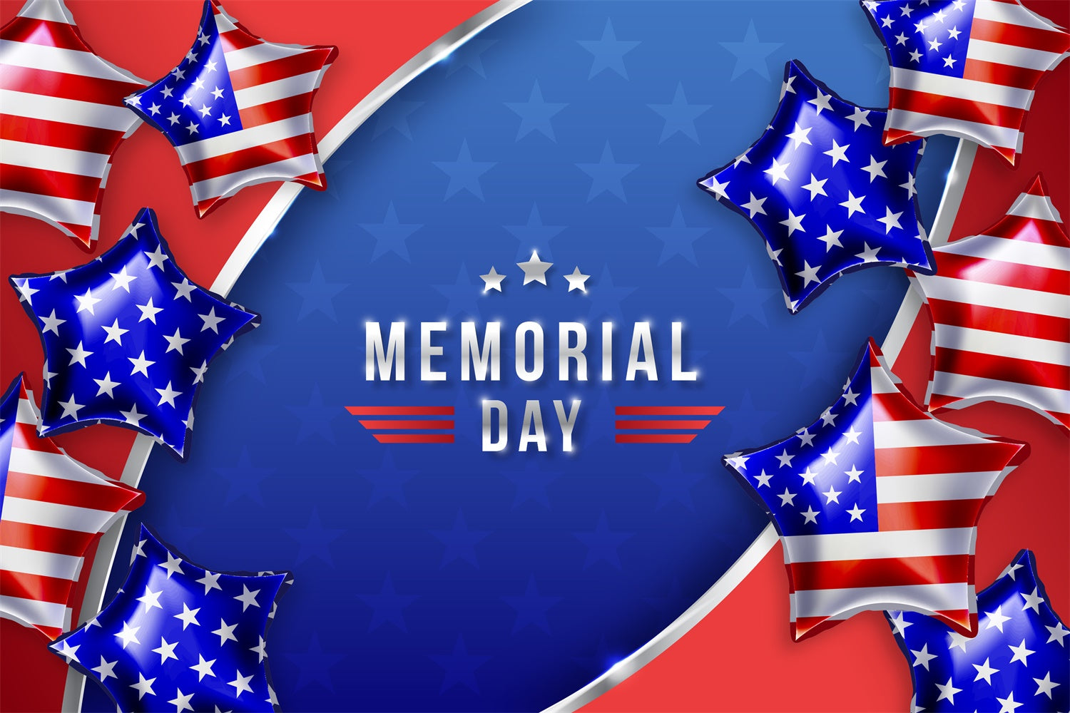Memorial Backdrops Star Balloons Patriotic Backdrop TWW4-30