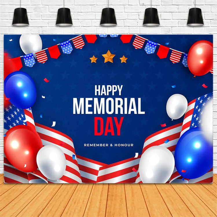 Memorial Day Backdrops Balloon Golden Stars Backdrop TWW4-32
