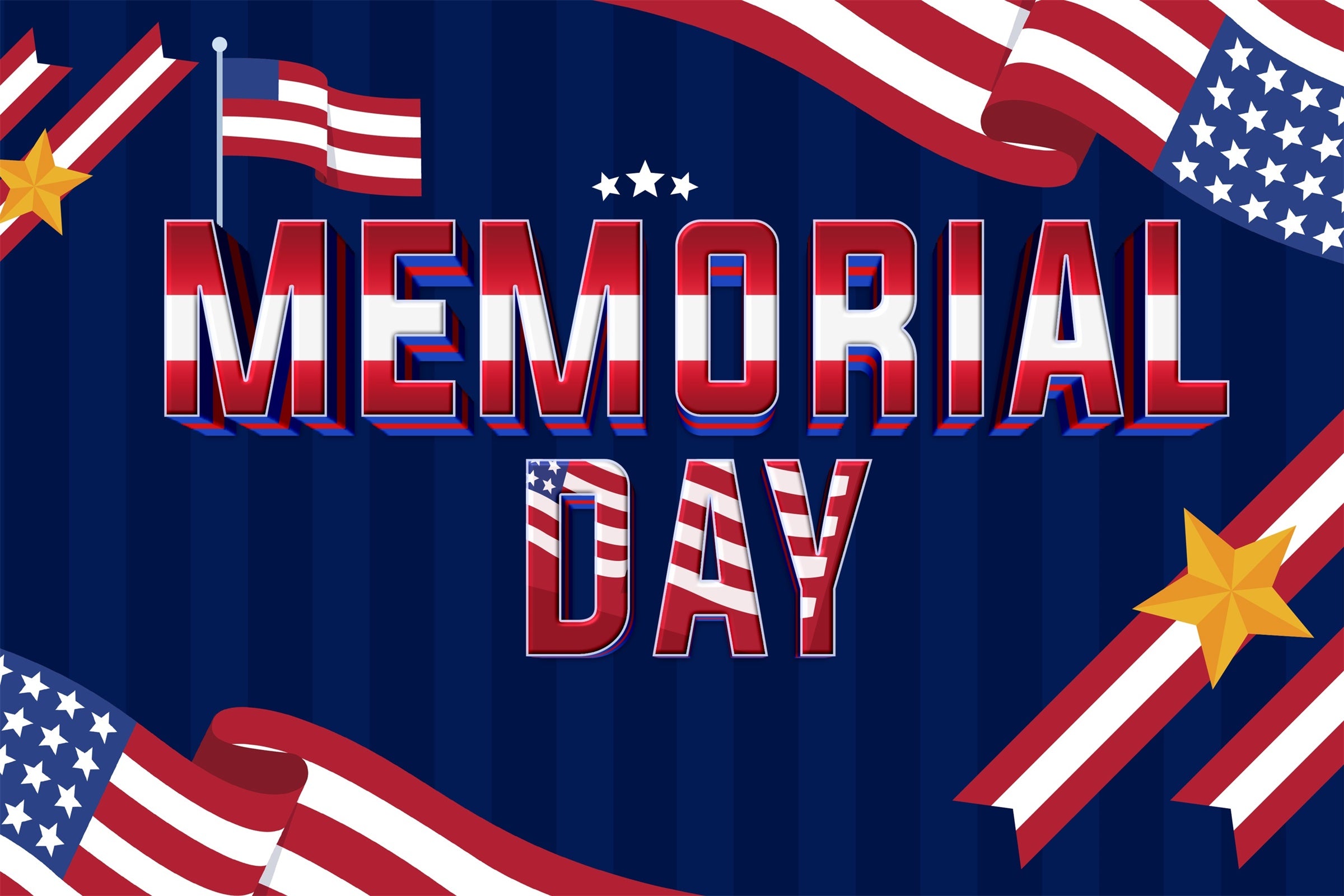 Memorial Backdrops Classic Patriotic Flags Backdrop TWW4-41