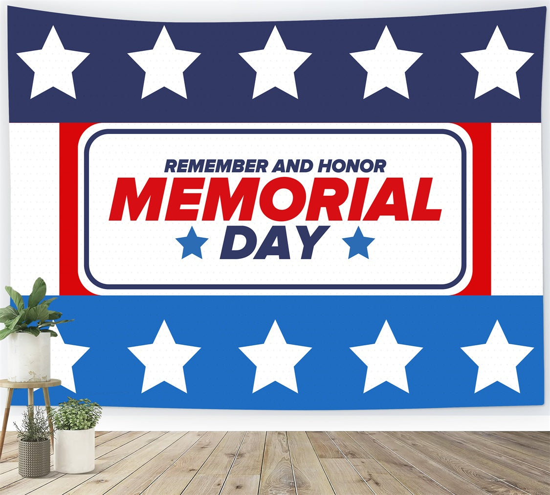 Memorial Day Backdrop Minimalist Stars Banner Backdrop TWW4-65