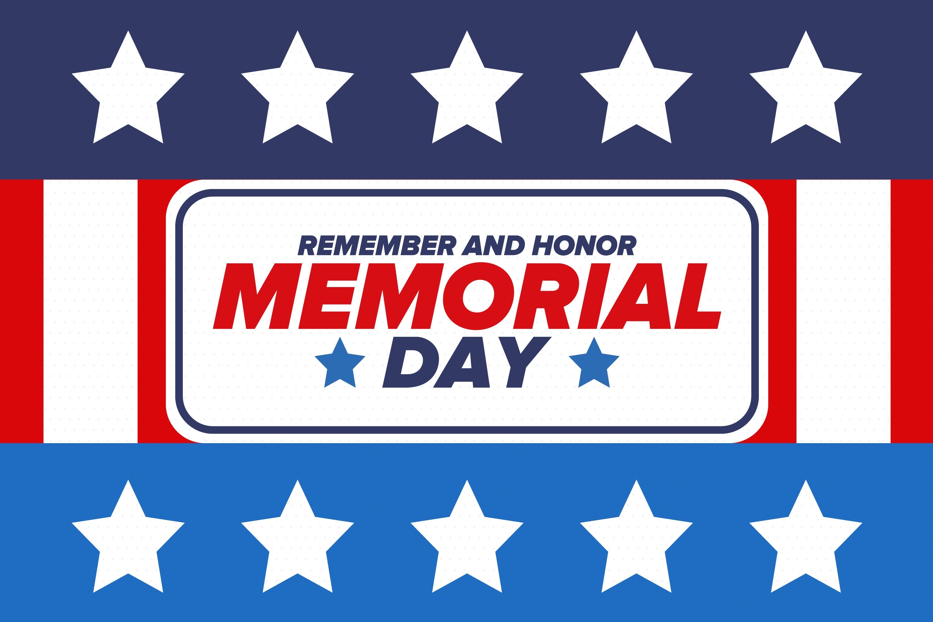 Memorial Day Backdrop Minimalist Stars Banner Backdrop TWW4-65