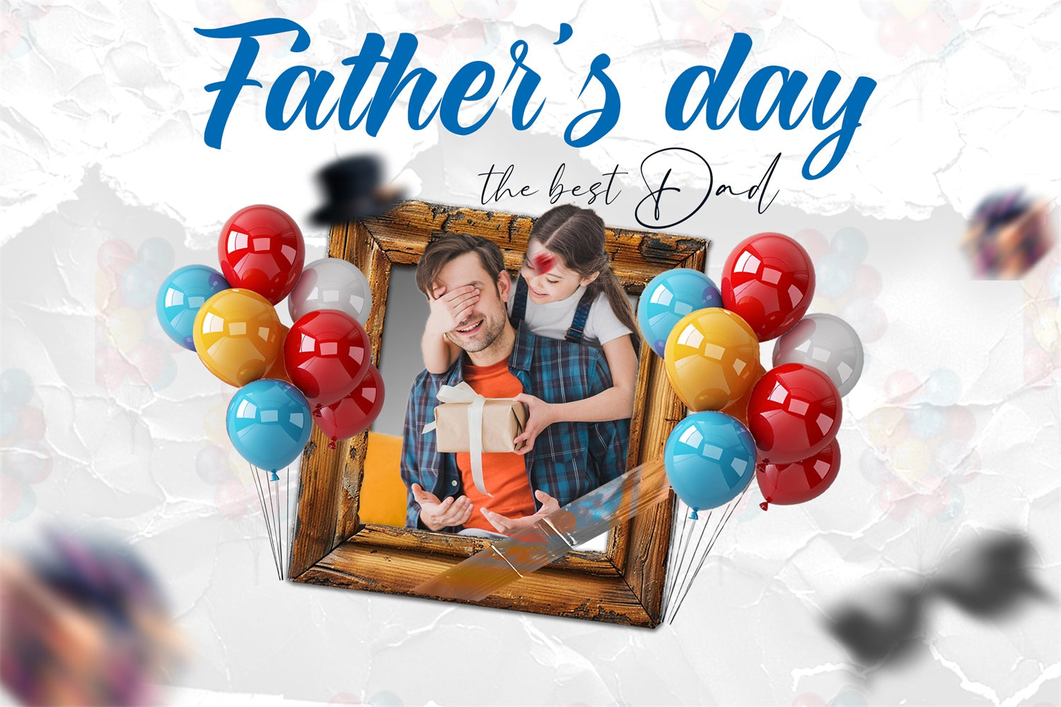 Fathers Day Backdrop Ideas Colorful Balloons Gift Custom Backdrop TWW4-75