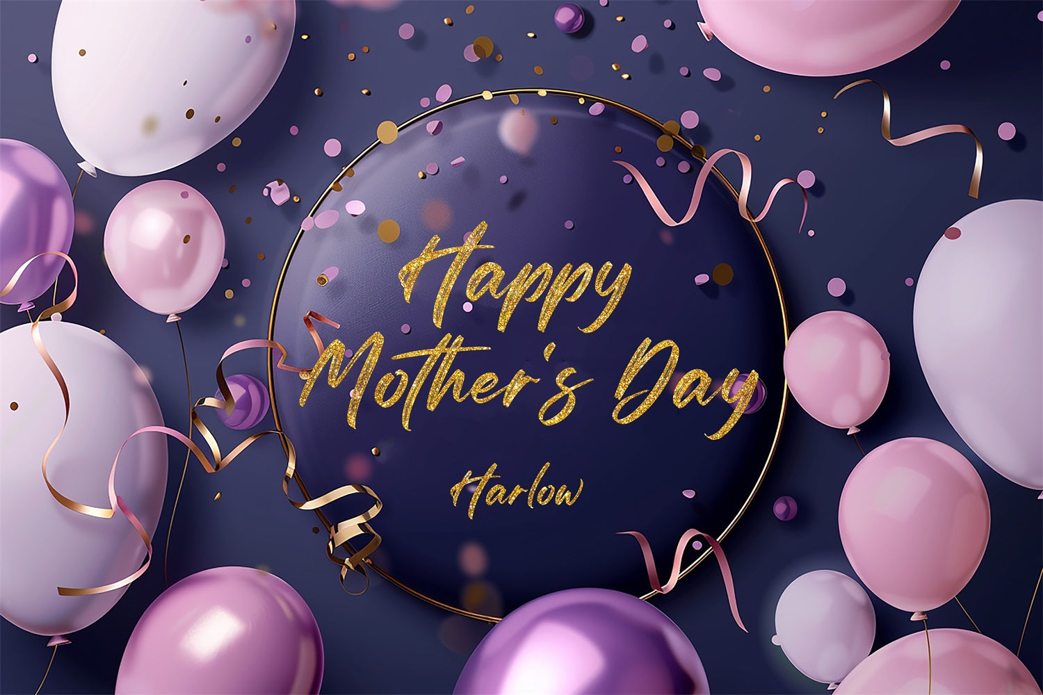 Mother's Day Backdrop Purple Party Balloons Custom Backdrop TWW4-8