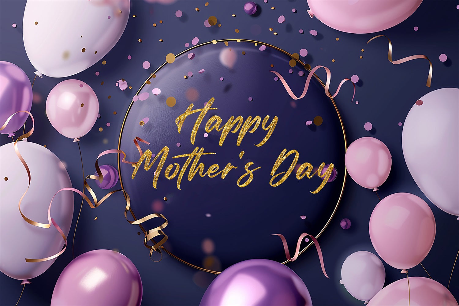 Mother's Day Backdrop Purple Party Balloons Custom Backdrop TWW4-8