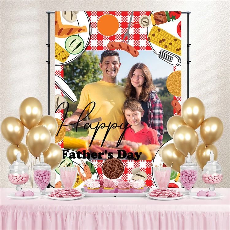 Fathers Day Backdrop Family BBQ Theme Personalized Backdrop TWW4-86