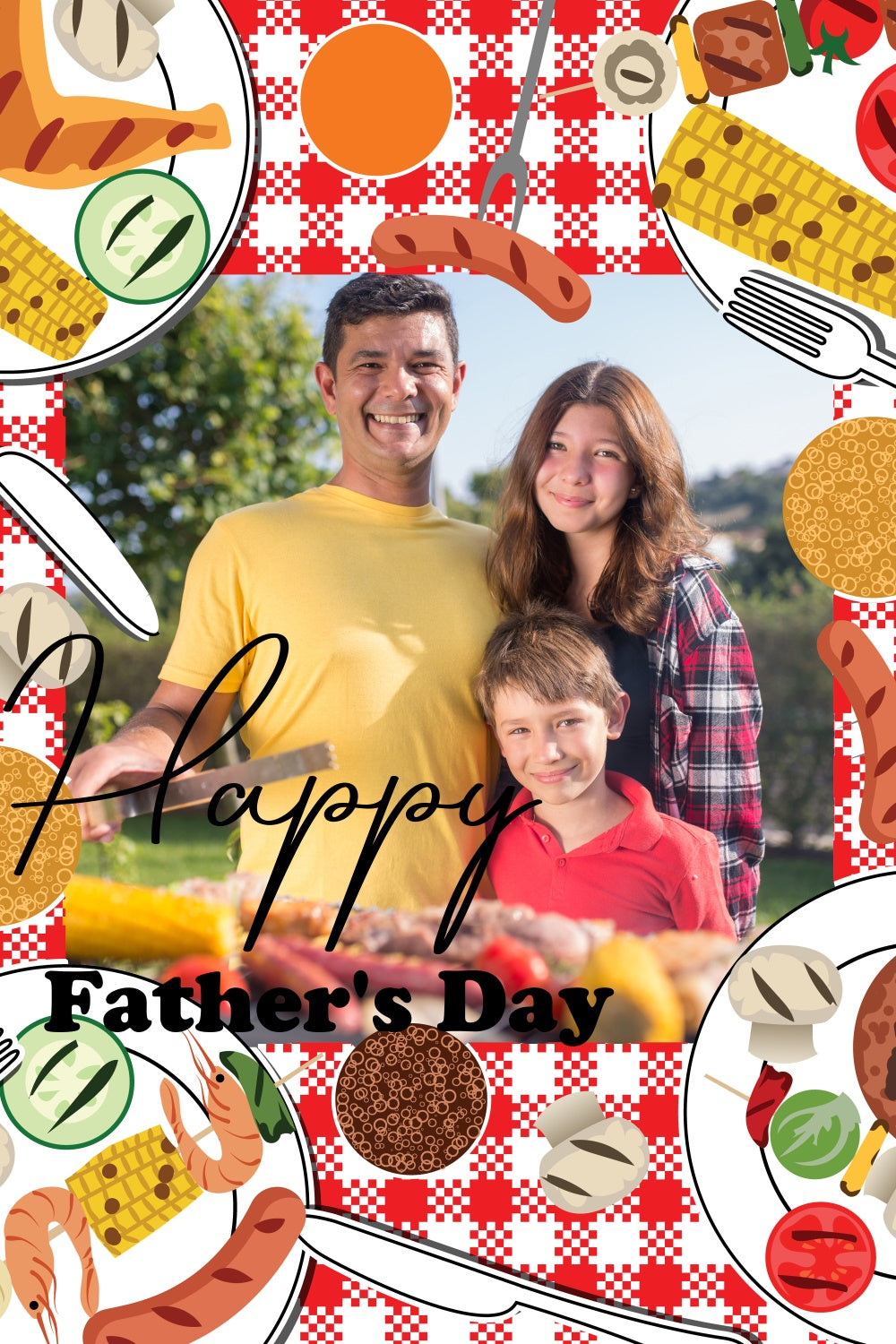 Fathers Day Backdrop Family BBQ Theme Personalized Backdrop TWW4-86