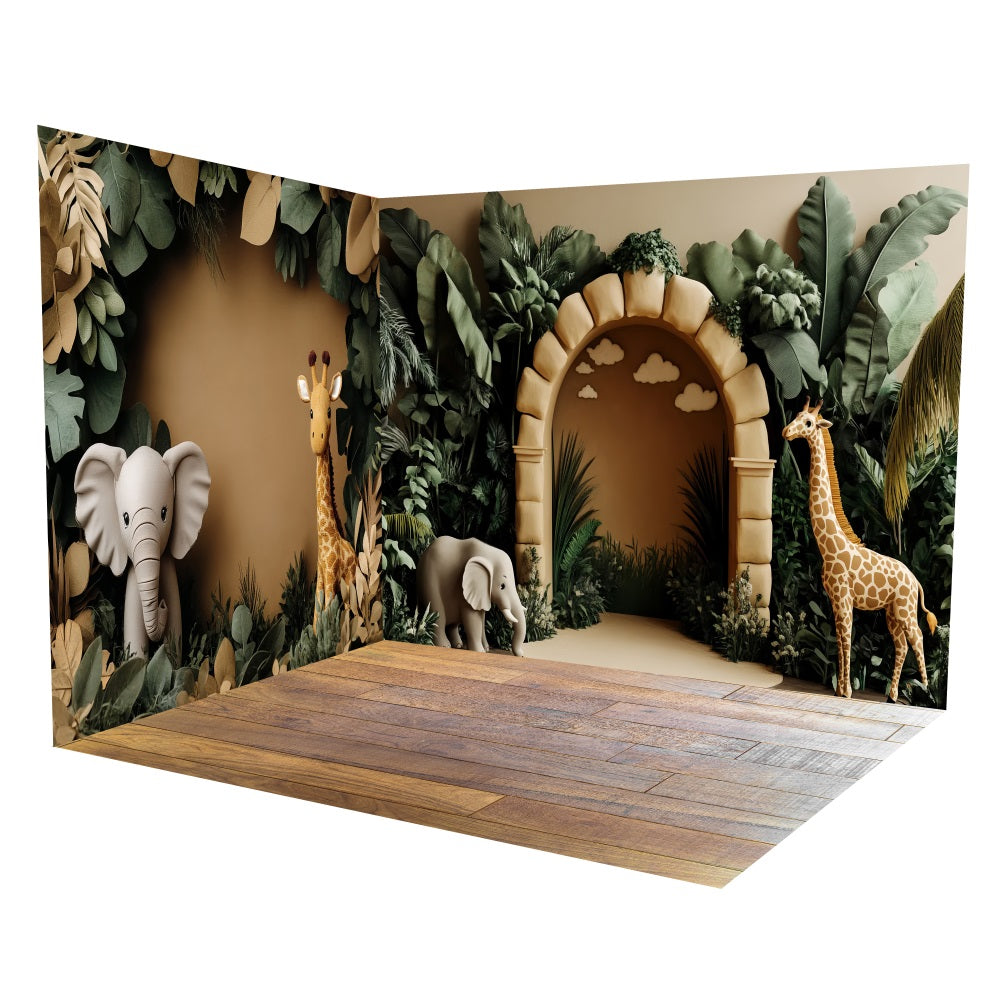 Newborn Photo Backdrop Safari Jungle Arch Backdrop Room Set TWW5-21