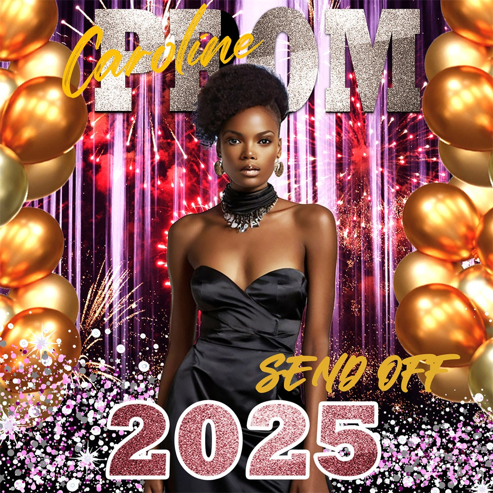 Prom 2025 Backdrop Balloon Firework Custom Party Graduation Backdrop TWW5-35