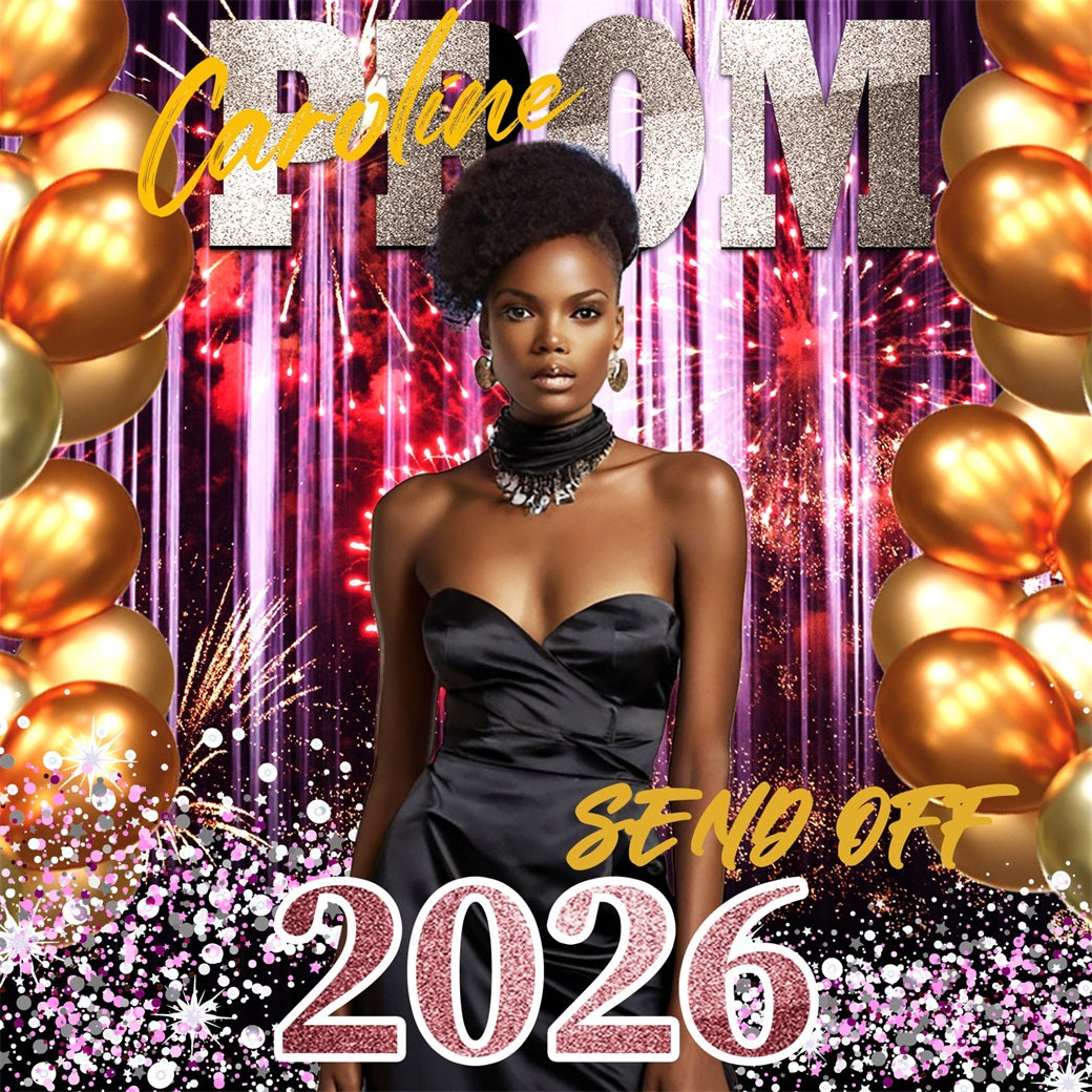 Prom 2026 Backdrop Balloon Firework Custom Party Graduation Backdrop TWW5-35