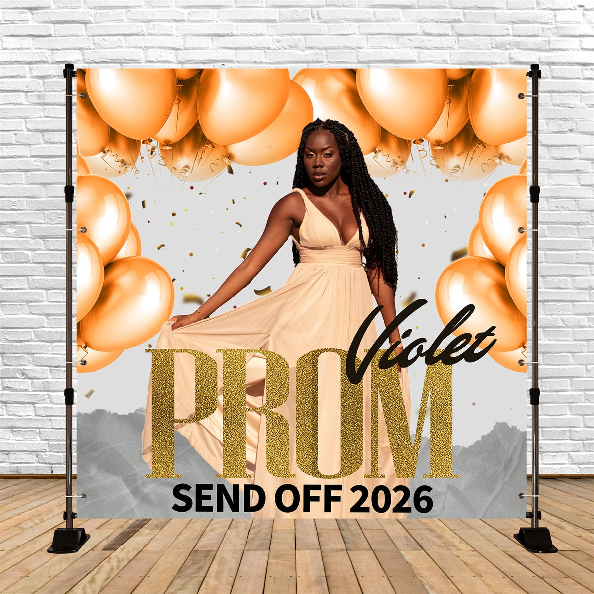 Prom 2026 Backdrop Gold Balloon Glamour Custom Party Graduation Backdrop TWW5-37