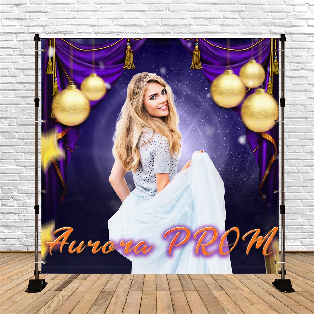 Prom Backdrop Purple Drapes Enchanted Customized Party Graduation Backdrop TWW5-38