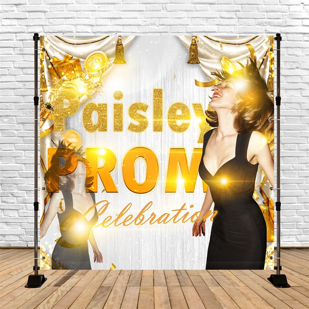 Prom Backdrop Ideas Golden Flash Luxury Custom Party Graduation Backdrop TWW5-39