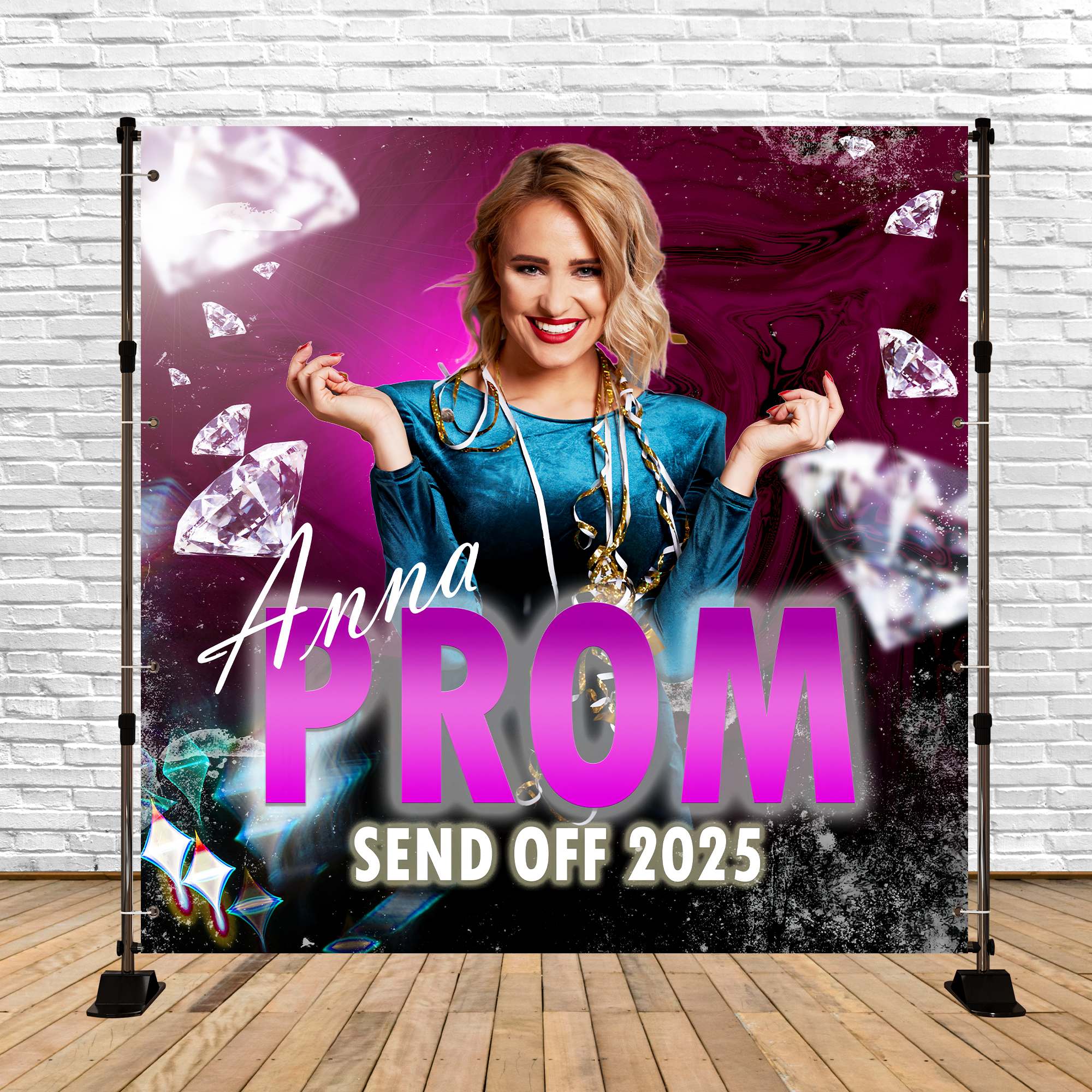 Prom Backdrops Radiant Diamonds Shine Customized Party Graduation Backdrop TWW5-40