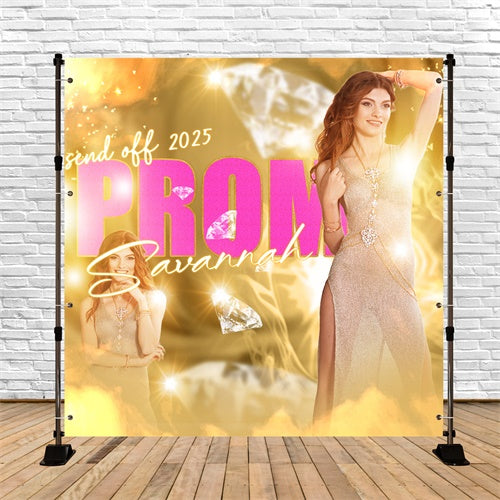 Prom Backdrop Ideas Diamond Golden Glow Custom Party Graduation Backdrop TWW5-41