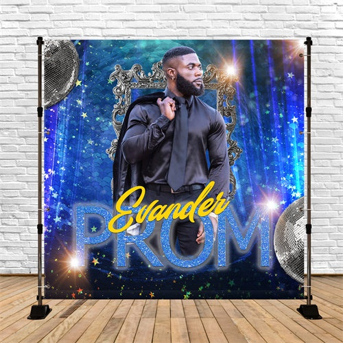Prom Backdrops Elegant Blue Sparkle Customized Party Graduation Backdrop TWW5-44